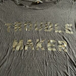Rock & Republic size OX black T-shirt “Trouble Maker” across the front